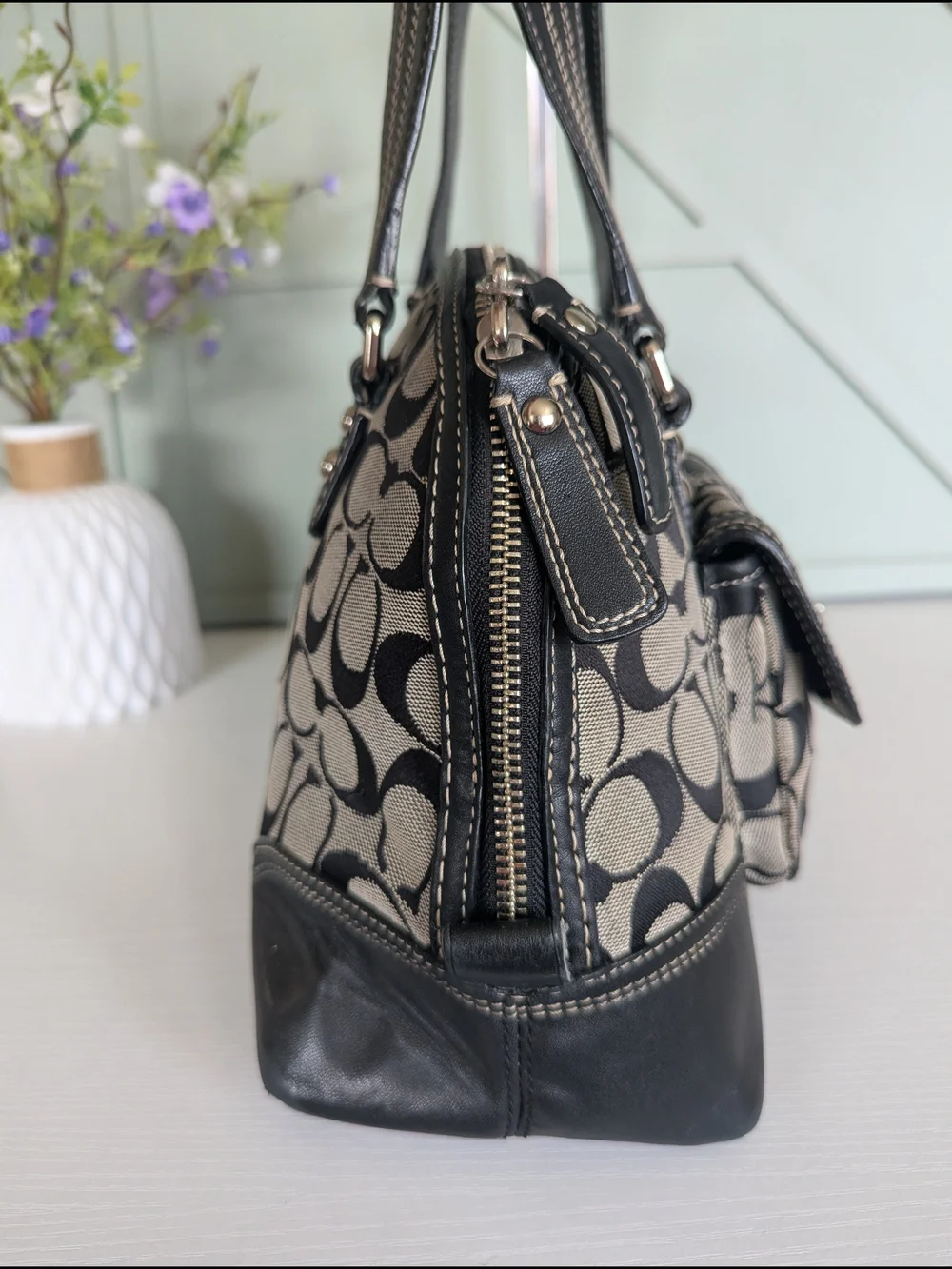 vintage Coach Hampton Signature Miranda Domed Satchel